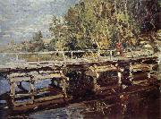 Konstantin Korovin Bridge in the autumn scenery oil painting